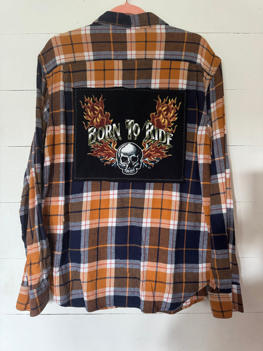 Born To Ride Reworked Flannel with Pocket Hit